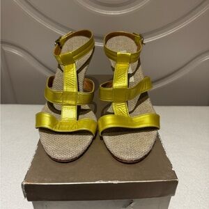 Yellow -Gold Strappy Women's Sandals